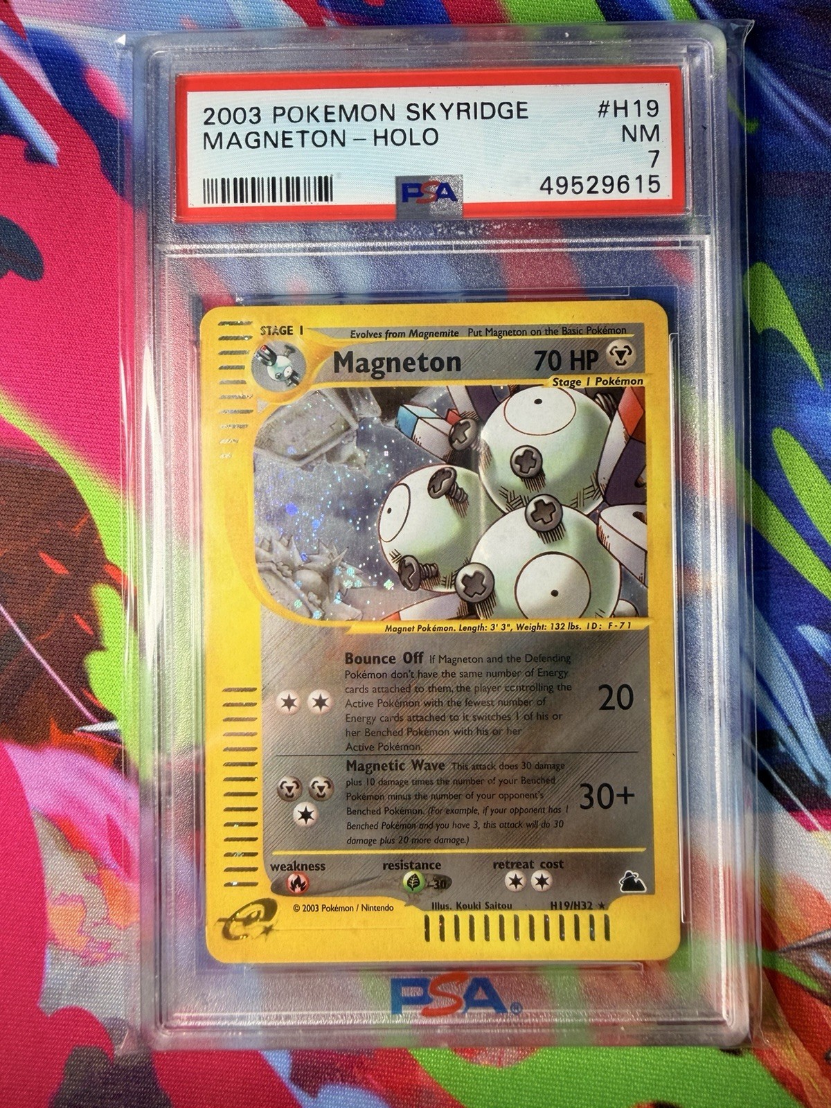 Pokemon 2003 Skyridge Magneton Holo H19/H32 PSA 7