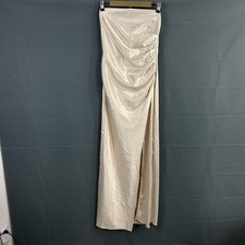 Anthropologie BHLDN Dress M Danielle Strapless Side Slit Satin Maxi Bridal Gown