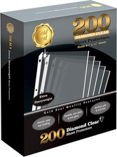 200 Count Diamond Clear Extra Heavyweight Sheet Protectors, 4 Mils Strong,8.5 X
