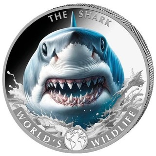 Kongo 20 Francs 2026 World´s Wildlife (8.) Hai Shark 1 Oz AG Color 999.9 BU