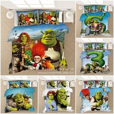 Kids Shrek 3D Quilt Duvet Cover Pillowcase Single Double King Bedding Set Gift