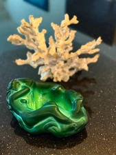 Frantisek Halama Czech Jewelry/ Ash Tray, Bowl Clear Glass, Nude Lady Design