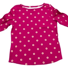 Charter Club Size L Women’s Pink Tutu Daisy Floral 3/4 Sleeve Supima Cotton Top