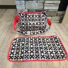 Ju Ju Be Unisex Diaper Bag Black Widow Red Crossbody Changing Pad *NEVER USED