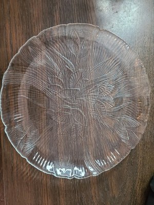 Vintage Arcoroc Canterbury Crocus Dinner Plate Embossed Clear Glass