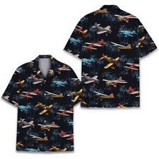 Vintage Airplane Hawaiian Shirt Men Women Youth, Retro Aviation Print Shirt