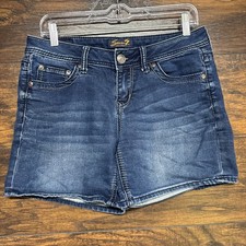 Seven7 Women's Jean Shorts - Medium Wash Blue Denim, Mid-Rise - Size 4 Stretch
