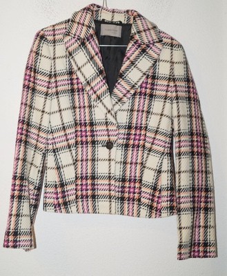 beiger karierter Wollblazer Gr.36 Turnover
