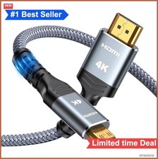 Mini HDMI to HDMI Cable 6FT 4K 60Hz HDMI 2.0 Nylon Braided Gold Plated Cord