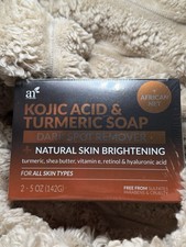Kojic Acid Soap  African Net Sponge 2 pack X 142g Turmeric bars Dark spot rem