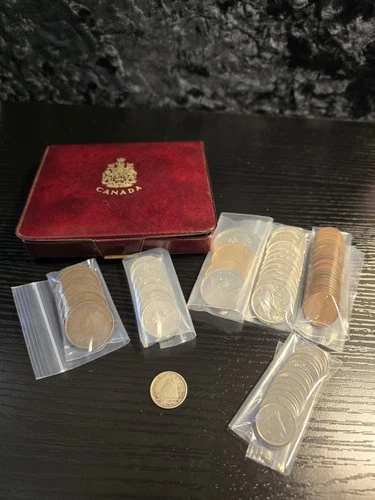 Vintage Canada Coin Estate Lot: Silver 1940 Dime, Proof Set Box & Mixed Bags