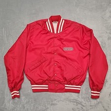 Vintage Unitog Bomber Jacket Mens Large Red Conoco Patch Gas Oil Made In USA 70s