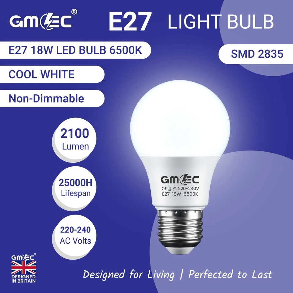 LED Bulb 18W E27 Screw Energy Saving Light Cool White 6500K 6 Pack Free Post - Image 2 of 4