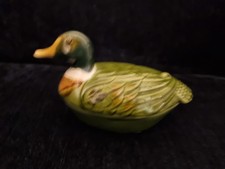 French Duck Pate lidded pot new cond green colour Michel Cougant