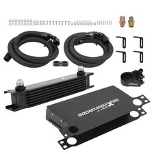 7 Row Oil Cooler Kit 10an Universal Transmission With Thermostatic Adapter Black 7 Row Oil Cooler Kit 10an Universal Transmission With Thermostatic Adapter Black