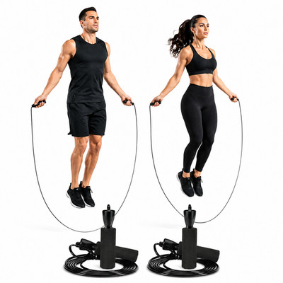 2er SetSpringseil 2.8m Fitness Speed Rope Cardio Boxen Workout Ausdauer Schwarz