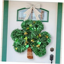 St Patricks Day Shamrock Wreath for Front Door, St. Patrick's Day Decorations
