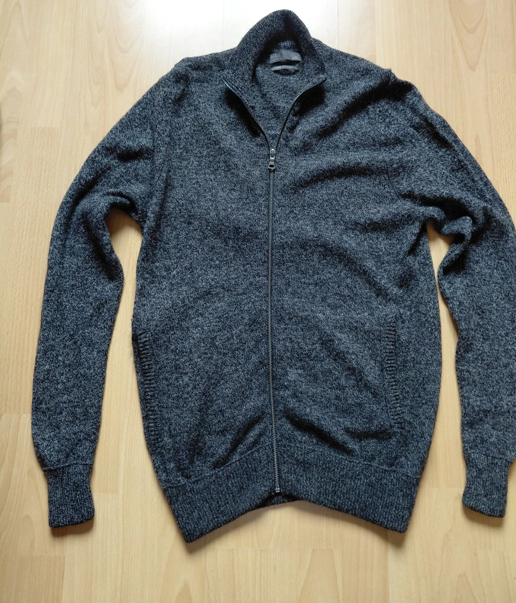 Cárdigan St Michael (M&S) para hombre carbón 100 % lana cremallera completa talla M.