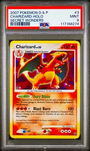 Charizard 3/132 Secret Wonders Holo Pokemon 2007 PSA 9