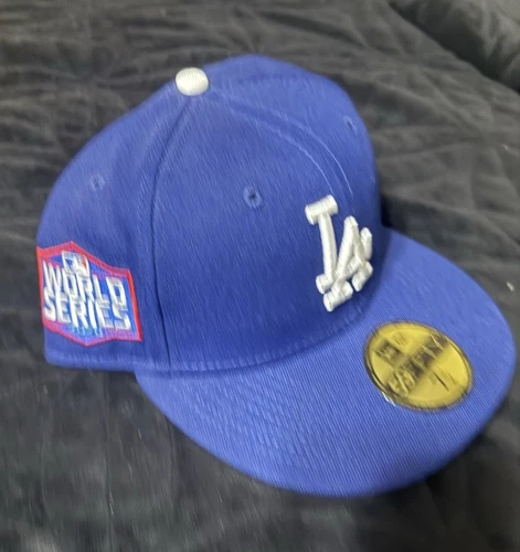 New Era 59FIFTY Los Angeles Dodgers World Series Blue Fitted Cap Hat 7 1/2