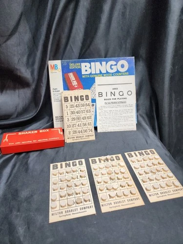 Vintage 1970’s Deluxe Edition BINGO Wood Counters Milton Bradley  Incomplete