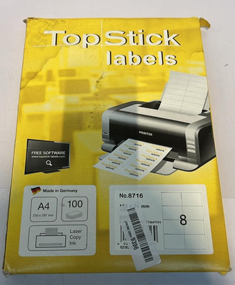 TopStick 8716 Mehrzweck Etiketten, 8 Etiketten pro A4 Blatt (VERPACKUNG BESCHÄDIGT)
