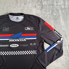 JT Honda Racing USA Long Sleeve Shirt Mens L Black Red Blue Checkered Flag NWOT