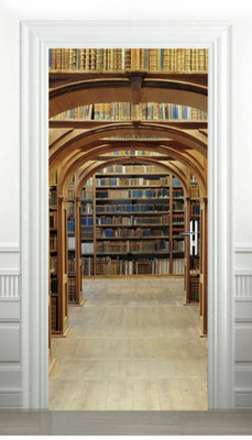 3D Türtapete Retro Bibliothek 77 x 200 cm selbstklebend wasserdicht Kunst Aufkleber