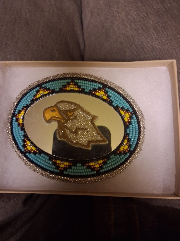 Authentic Flathead Nation Native American Beaded Hair Burrett With Mirror In It