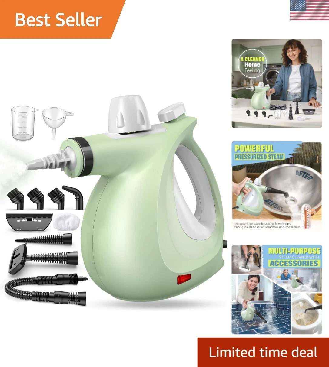 Effortless 230°F Handheld Steam Cleaner – Safe, Fast Cleaning for Family Homes