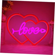 Valentines Neon Sign Dimmable Love Heart Neon Sign for Wall Decor Red-Heart