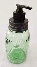 Colonial Tin Works Pint Mason Jar Soap Dispenser, Black, 7.5"H, Glass