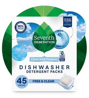 Seventh Generation Clean Free & Clear Natural Dishwasher Detergent Packs 45ct