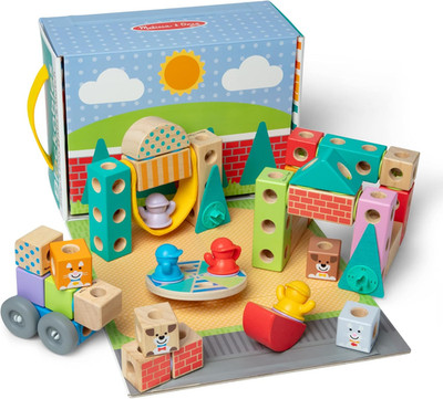 Melissa & Doug Blockables  Town Snap and Play, Mix and Match Connectable Wooden