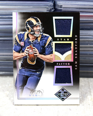 Sam Bradford 2014 Limited Star Factor Triple Materials Silver /25 Jersey Patch