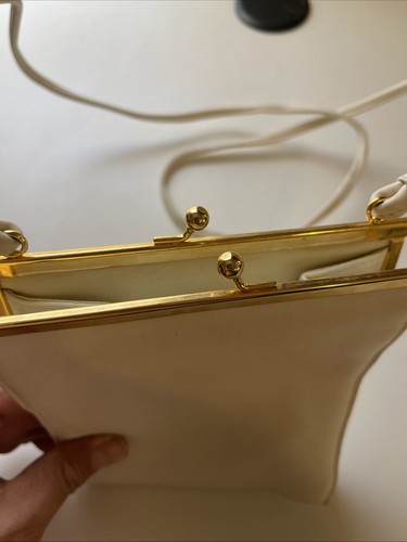 Bechamel Vintage kleine Leder Umhängetasche Handtasche Clutch weiß - Bild 4 von 10