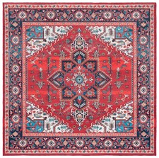 Safavieh Washable Rug - 4 Square Red Slip To Clean Ideal For Foyer
