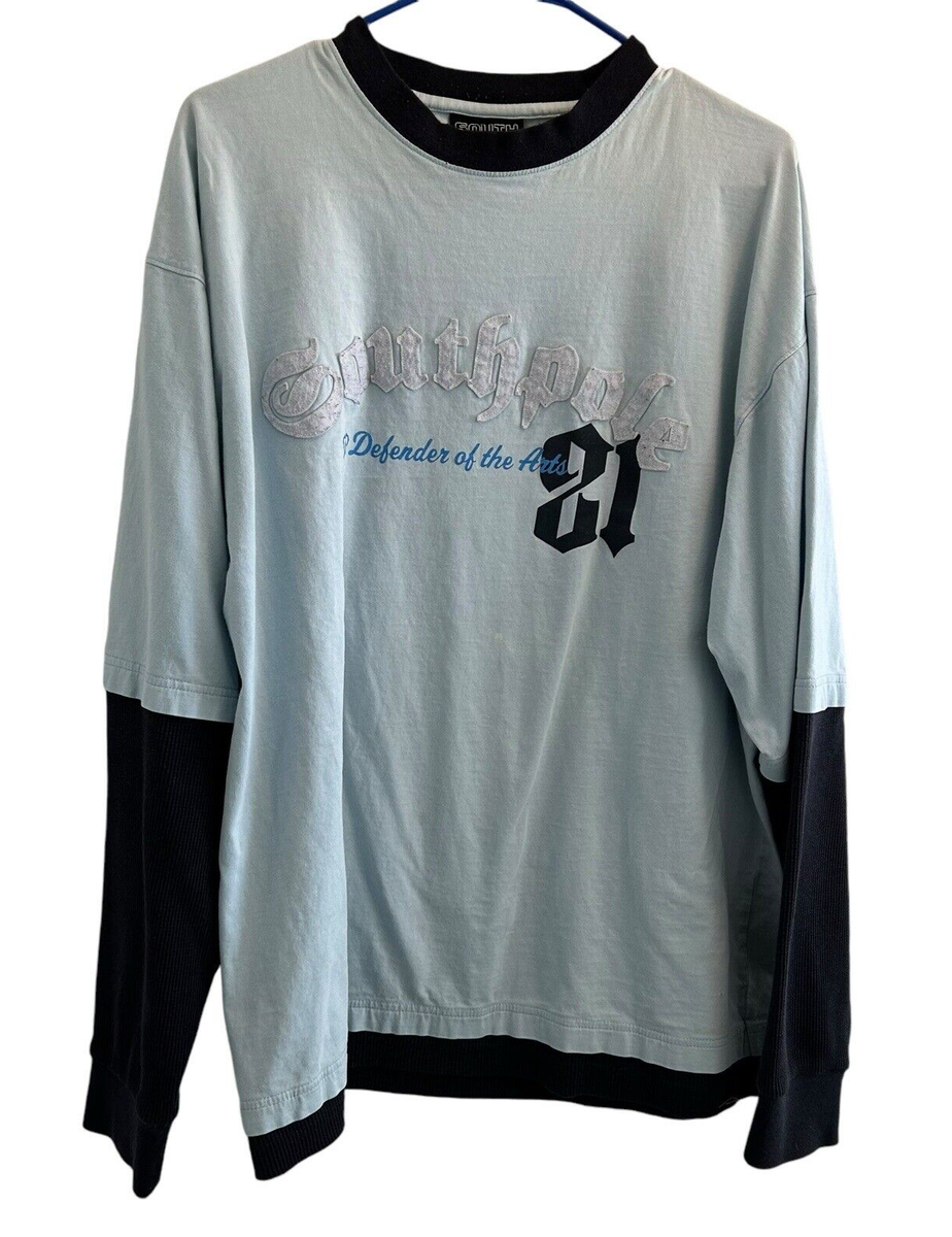 Southpole Shirt Mens Blue 90s Waffle Thermal Skater Y2K Long Sleeve Grunge  XL