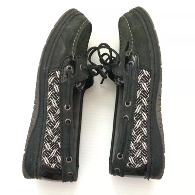 Sebago Shoes Sands One-Eye Black/Herringbone Navy Blue Sz 9M Women s B40216