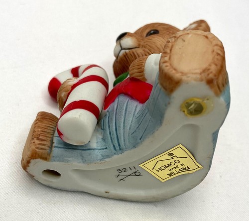 HOMCO Brown Christmas Teddy Bear In Clothes With A Red & White Candy Cane #5211 - Picture 6 of 9