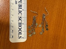 Chandelier Gold Celestial Star Earrings - dangle, drop - 2 in/5.2 cm