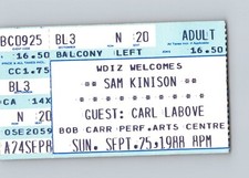 Sam Kinison Carl LaBove Ticket Stub Comedy Show Bob Carr Orlando Florida 9/25/88