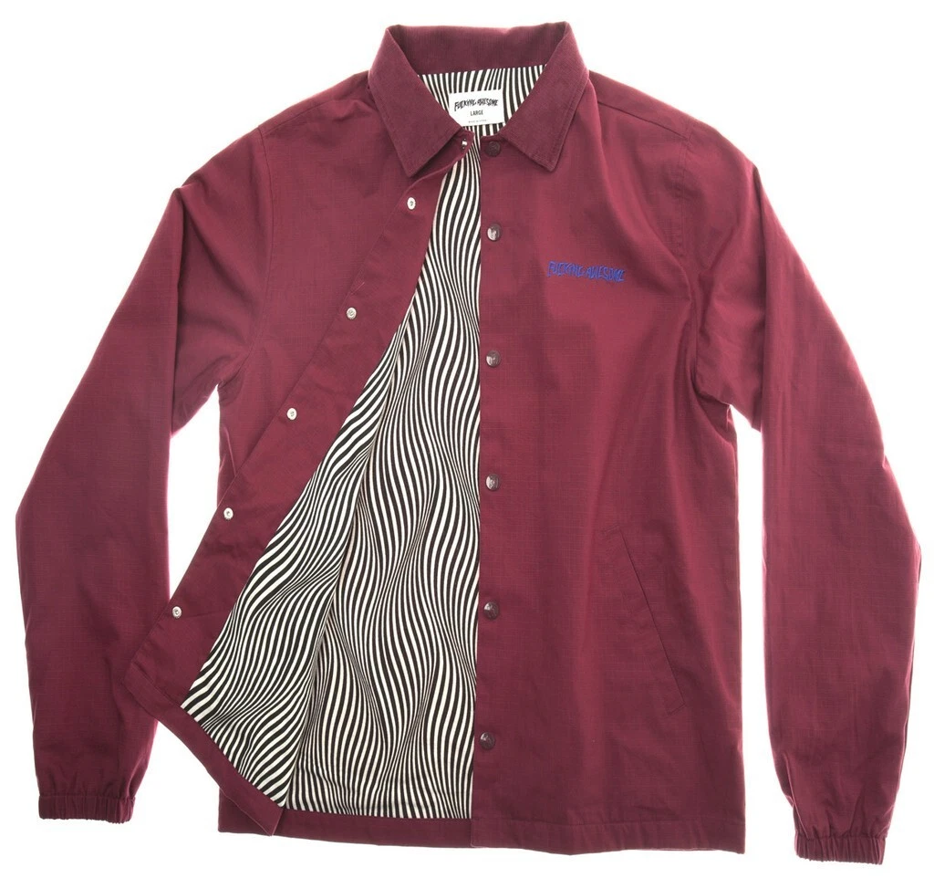 Vintage FA F*cking Awesome SH*T Cotton Ripstop Coach Jacket Size L Maroon 2015 - product detail image 18