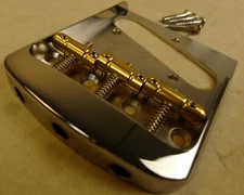 Brass Bridge For Standard Vintage Tele  Compensated Bullet Brass Saddles Chrome