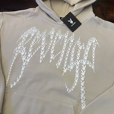Revenge x Playboy Multi Bunny Arch Logo Hoodie Size XL Sand