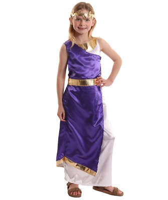 Mädchen Kaiserin Toga Kostüm lila weiß römisch griechische Göttin Kostüm Outfit