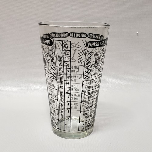 Co-Rect Cocktail Mixing Glass with Printed Recipes 16 oz6" Inch - Picture 2 of 7
