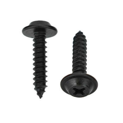 100 Viti Testa Tonda Con Rondella Nere Phillips 8 X 3/4 Per Finiture Auto, Fissaggio Universale