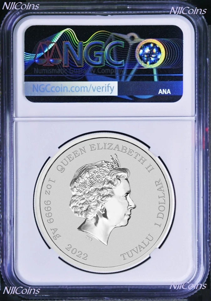 2022 60 YEARS OF BOND .9999 SILVER $1 1oz COIN NGC MS70 First Releases James 007 - Image 2 of 2
