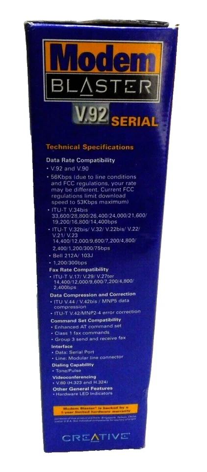 Creative Modem Blaster 56Kbps V.92 Serial Windows XP 2000 - Image 2 of 4